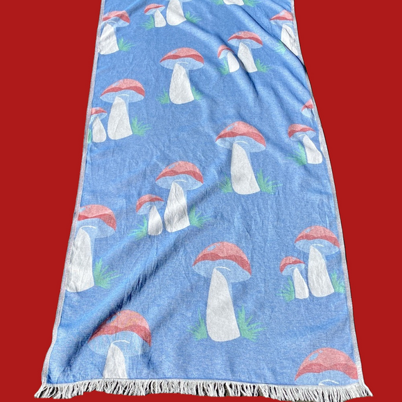 NEW! Mushroom Traveler Blanket Blue Red Reversible FLiPSiDE Earth Teal Gift Shop - Picture 14 of 15